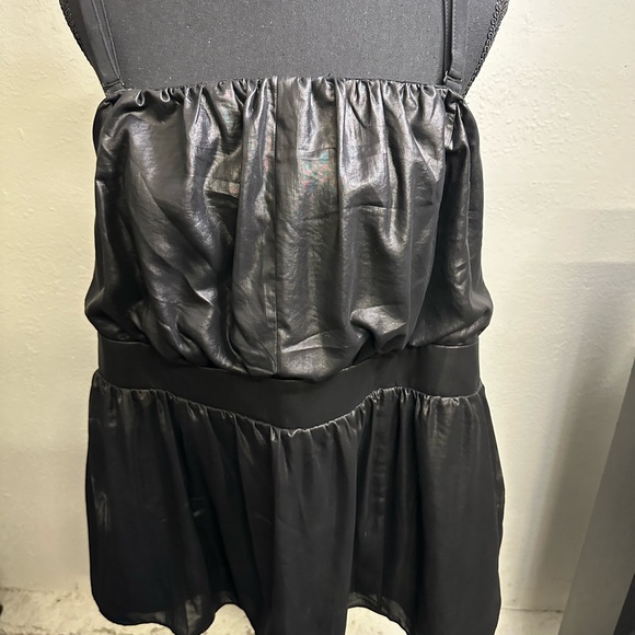 Lane Bryant Tops - Lane Bryant Size Faux Leather Peplum Top Black Liquid Bustier Convertible Straps